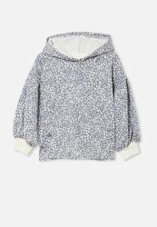 Cotton On Tilly Puff Sleeve Hoodie - Steel Bunny Ditsy Floral