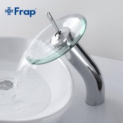 Frap Brass Circle Waterfall Glass Bathroom Basin Mixer Tap Waterfall Faucet Sink