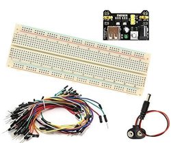 1 Set 830 Tie Point Solderless Breadboard 65 Jumper Wires Power Supply And 9V Snap Connector