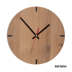 Mika Wall Clock In Oak - 300MM Dia Cotton White Bold Red Second Hand