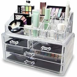 Weelongha Hot Style Cosmetic Organizer 4 Drawer Jewelry Makeup Case Storage Clear Acrylic Holder Drawer Box Display Us Drawers Ma Large