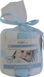 Supersoft Washcloths Blue And White 12 Pack