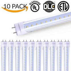 10 PACK-T8 LED Tube Light 4FT 48" 18W 6000K Bright White 2 000 Lumens Works With Or Without A Ballast Fluorescent Replacement Light Lamp Clear