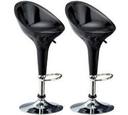 2 Set Bar Stools Back Chairs Restaurant Patio Stools - Black