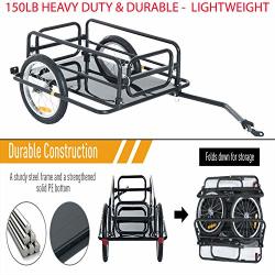 Heavy Duty 150LB & Durable Steel Frame Bicycle Bike Cargo Trailer Luggage Cart Carrier Quick And Easy Attaching And Removing. Black