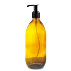500ML Amber Glass Generic Bottle With Pump Dispenser - Black 28 410