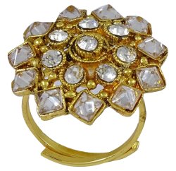 Gold Tone Ethnic Traditional Women Adjustable Ring Traditional Bollywood Jewelry IMSM-KR25A