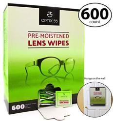 Pre-moistened Lens Cleaning Wipes - 600 Cloths - Safely Cleans Glasses Sunglasses Camera Lenses And Electronic Quickly And Efficiently - Travel - By Optix 55