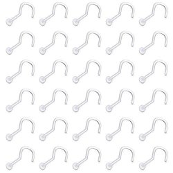YOVORO 20-30PCS 20G Bioflex Clear Nose Rings Stud 2MM Nose Retainer Body Piercing Jewelry