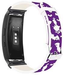 Samsung Galaxy Gear FIT2 Pro Strap Leather Replacement - Samsung Galaxy Gear Fit 2 FIT2 Pro Bands Black Connectors Halloween Hallowmas All Saints' Day Purple