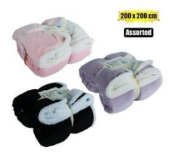 Flannel Blanket With Sherpa 200CM X 200CM Pack Of 3