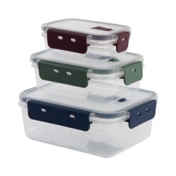 Click And Store Set Of Rectangular Nested Plastic Food Containers 3 Pk