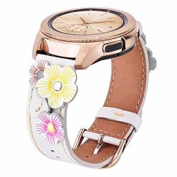 V-MORO Leather Strap Compatible With Galaxy Watch 42MM Bands galaxy Watch Active 40MM Band Women 20MM Flower Bracelet With Rose Gold Buckle For Samsung Galaxy