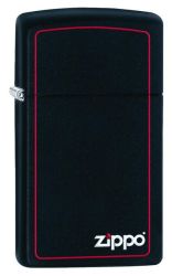 Zippo Lighter - Slim Black Matte With Red Border