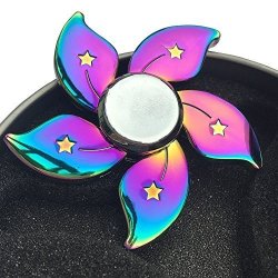Fidget Spinner Rainbow Flower Finger Gyro Floral Star Metal Hand Spinning Toy Edc Add Adhd Anxiety Focus Stress Reducer And Time Killer Great Gift