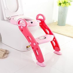 Pueri Toilet Ladder Foldable Nonslip Toilet Step Trainer Potty Training Toilet Ladder For Kids And Toddlers Pink
