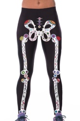 Diva Range Artistic Skeleton Bones Print Sport Yoga Pants - S m l