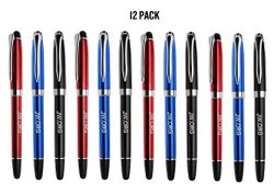 Jw.org Metal Clip Top Ball Point Black Ink Fine Tip Executive Pen With Insert Cover For Gifting Color Assortment Red Blue & Black Set Of 12