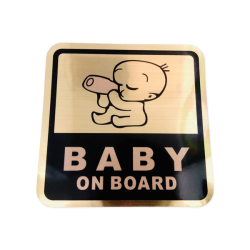 Baby On Board Sticker Sign -gold Small