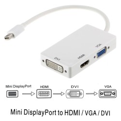3 In 1 Thunderbolt Mini Display Port Mini Dp Male To Hdmi Dvi Vga Female Adapter Free Shipping