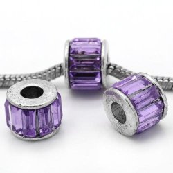 European Style - Rondelle - Spacer Bead - Lilac Acrylic Rhinestones