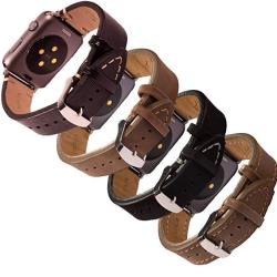 Deepra Vintage Edition - Set Of Four Vintage Style Leather Bands Compatible With Apple Watch 42MM Or 44MM