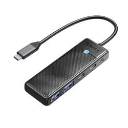 Orico Pw Series 4-PORT USB3.0 Hub Type-c USB-A3.0 X 2 5GBPS Sharing USB-C3.0 X 1 5GBPS Usb-c X 1 PD100W 15CM Black