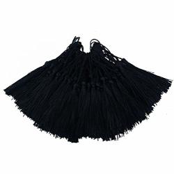 Aokbean 100PCS 5 Inches Handmade Silky Floss Soft Craft Bookmark Tassels With Loops For Diy Jewelry Making Graduation Tassel Bookmarks Souvenir Black