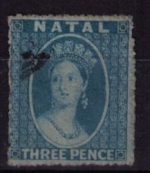 Natal 1862 3d Blue No Wmk Fine Used