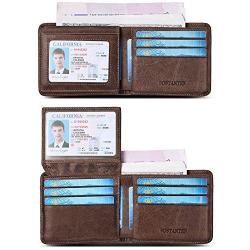 Bostanten Genuine Leather Wallets For Men Bifold Rfid Blocking Wallet With 2 Id Window