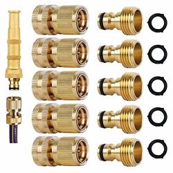 Garden Hose Quick Connector Water Splitter Connect Fittings Hose Fitting With Extra 5 Washers 3 4 Inch Solid Brass Hose Connectors 10 Pieces Set