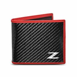 Nissan 370Z Logo Real Premium Black Carbon Fiber Wallet With Red Stitched Edge Full-size Bi-fold Wallet For Men