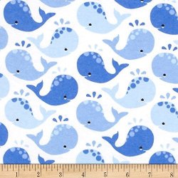 Michael Miller Baby Flannel Winky Wales Fabric By The Yard Blue