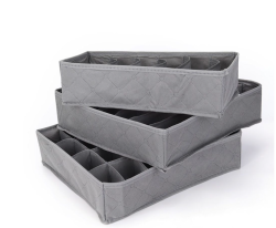 3 Piece Collapsible Drawer Organizers - Grey