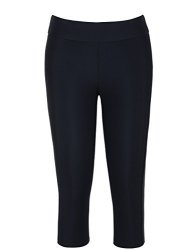 Hilor Women's Uv Rash Guard Pants Crop Swim Leggings Sports Capri Tights 12 Black 1