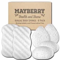 Konjac Body Sponge 6 Pack Individually Wrapped Multi-pack Pure White Konjac Sponges Offer A Gentle Cleansing Experience For Softer Skin