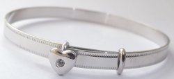 Engravable Kids baby Bangle With Heart And Cubic Zirconia SKBG002