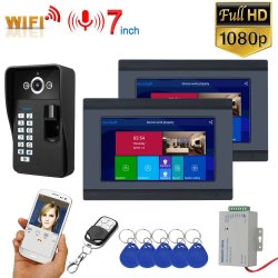 Ennio 7 Inch 2 Monitors Wifi Wireless Fingerprint Rfid Video Door Phone Doorbell In