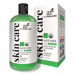 Artnaturals Aloe Vera Gel Organic Juice 1 Pack X 12OZ 355ML 100% Percent Pure Cold Pressed Aloe Plant - Natural Raw Moisturizer Skin Care For