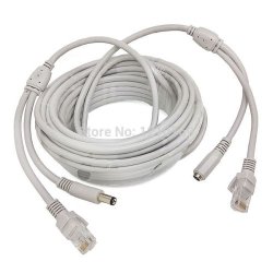 30M Gray CAT5 CAT-5E Ethernet Cable RJ45 + Dc Power Cctv Network Lan Cable