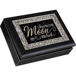 Cottage Garden Love You To The Moon And Back Matte Black Jewelry Keepsake Box