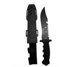 Black Dual Sided Hunting And Tactical Knife With Leg Holster - 35CM