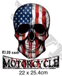 Iron On Transfer Washable Applique Sticker Usa Motorcycle