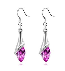 GIFT Earrings FIMKAUL1 Pair Fashion Women Crystal Marquise Cut Teardrop Wedding Earrings Hot Pink