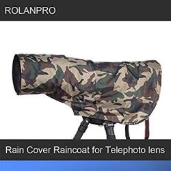 Rolanpro Rain Cover Raincoat For Telephoto Lens Rain Cover lens Raincoat Army Green Camo Guns Clothing L