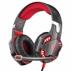 Fxminlhy Gaming Headphone Stereo Game Headsets Cesque With Microphone LED Light For Computer PC Gamer Red