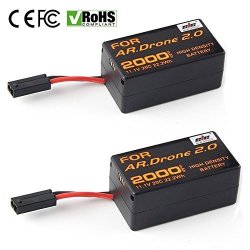 PCS 2 2000MAH 11.1V High Capacity Upgrade Rechargeable Battery Pack Replacement Extended Flight Times For Parrot Ar.drone 2.0 Quadcopter Parts