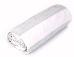 Terry Lustre Beach Towel Velour 450gsm - White & Grey Stripe