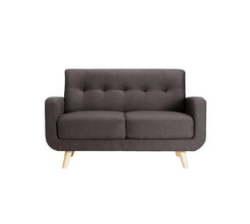 Grey 2 Seater Fabric Couch - Grey And Oak