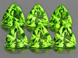 Unheated Flawless 2.55cts. 6 Pieces 5 Mm. Trillion Cut Intense Green Peridot Lot - 100% Natural